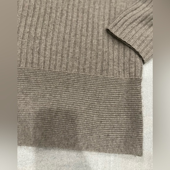 [XS]Repeat Oats Tan Funnel Neck Wool Cashmere Relaxed Fit SS Sweater - Picture 3 of 9